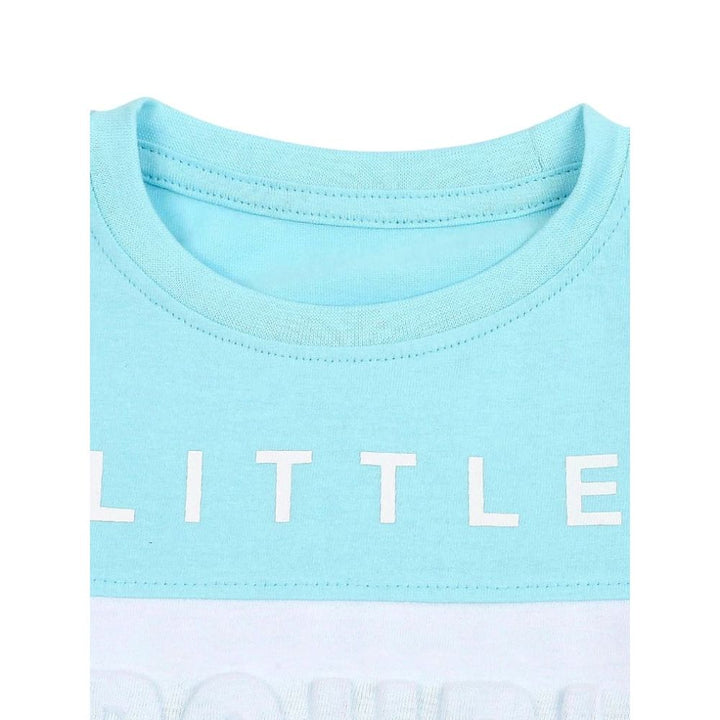 Meemee Boys Full Sleeves Printed Cotton T-Shirts In Light Blue