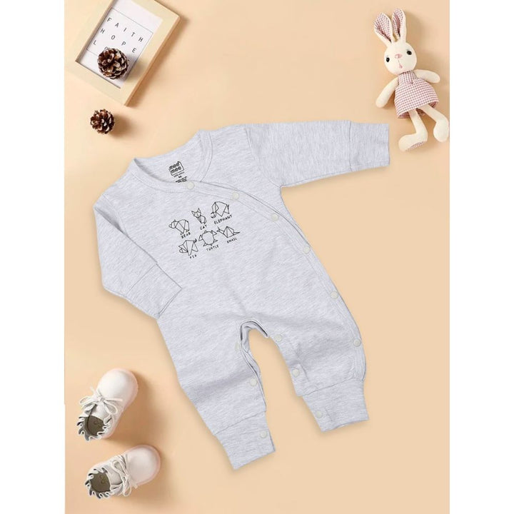 Mee Mee Printed 100% Cotton Romper For Unisex - (Grey)