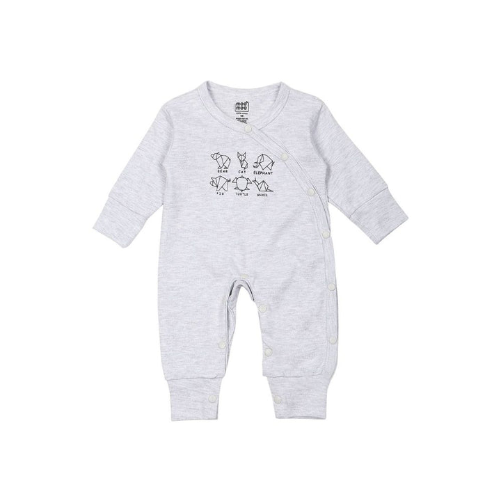 Mee Mee Printed 100% Cotton Romper For Unisex - (Grey)