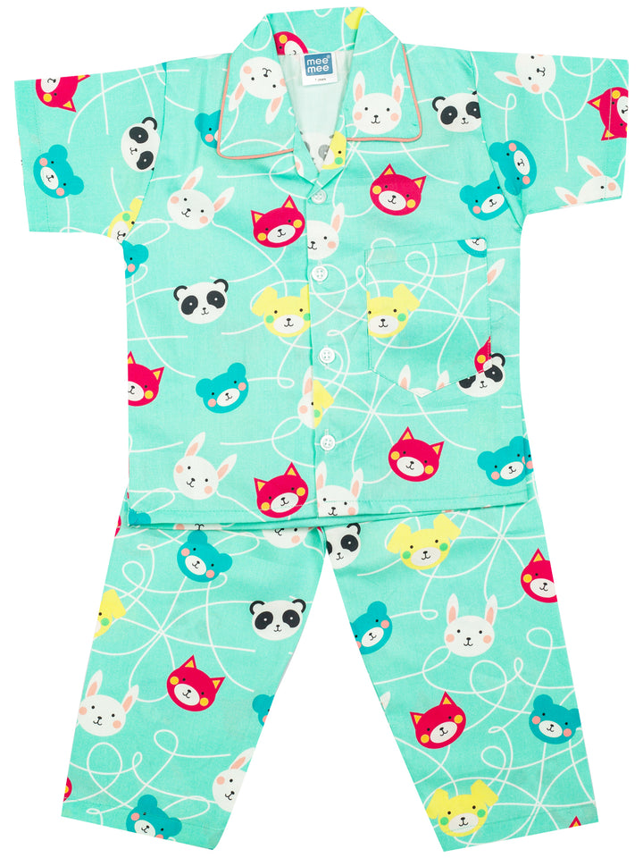 Mee Mee Boys Printed Nightsuit - Light Green