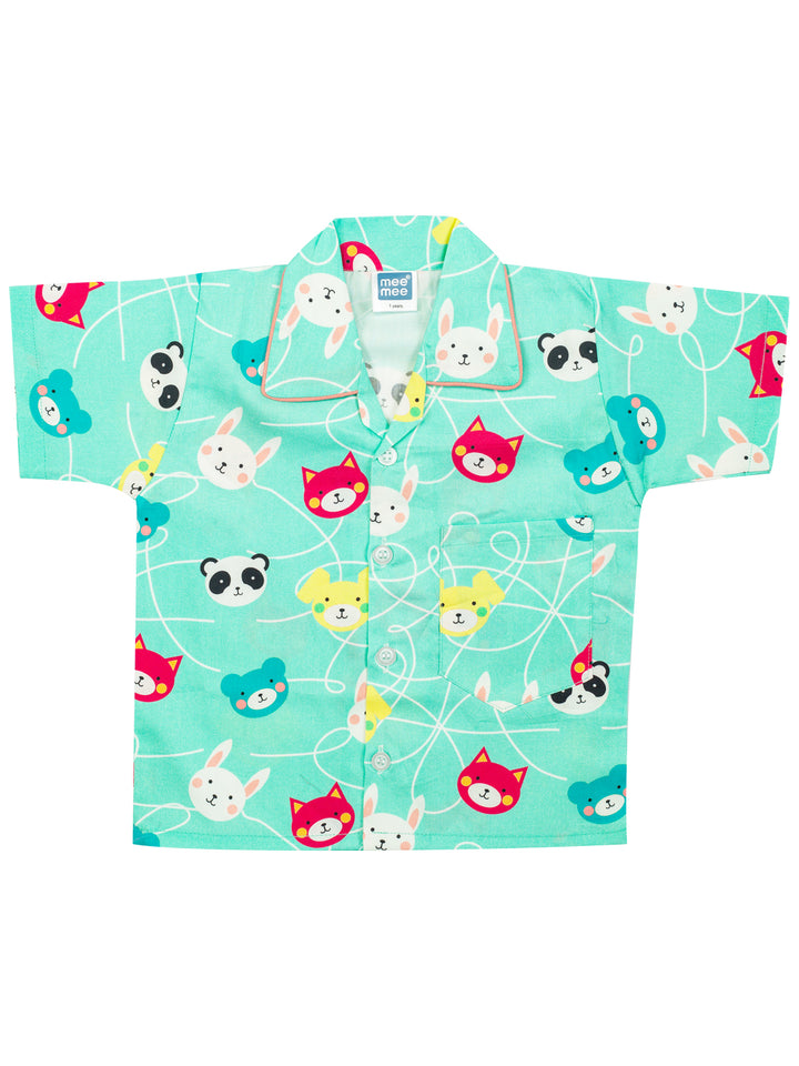 Mee Mee Boys Printed Nightsuit - Light Green