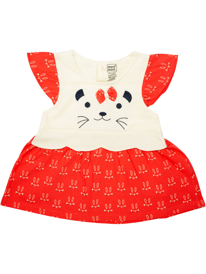 Mee Mee Girls Printed Frock - Red