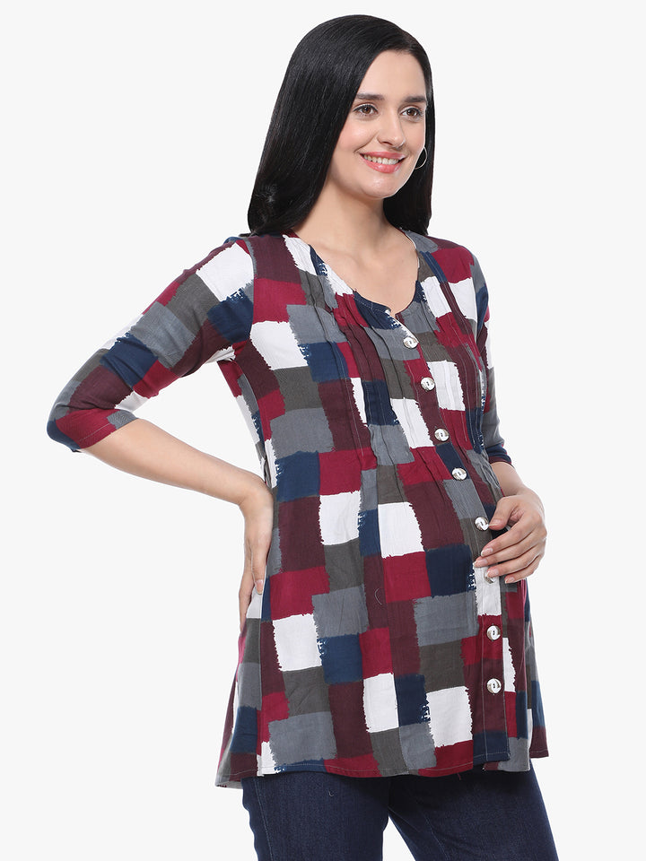 Mee Mee Stylish Maternity Top with Nursing Option – Grey