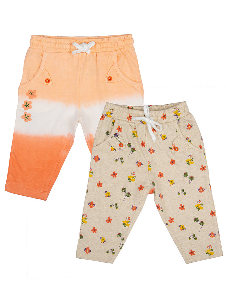 Mee Mee Girls Pack Of 2 Leggings – Oat melange & Coral