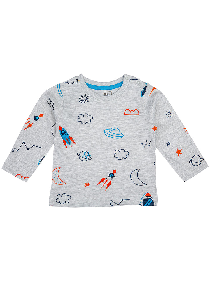 Mee Mee Boys Pack Of 2 T-shirt – Turq Blue & Ecru Melange