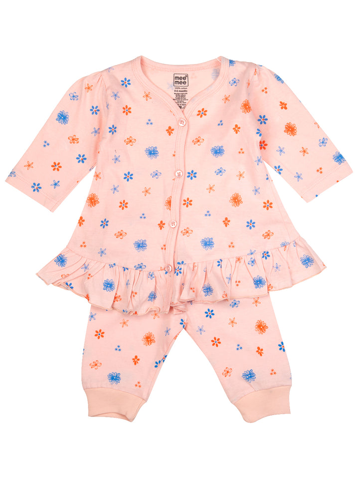 Mee Mee Girls Frock Legging set - Peach