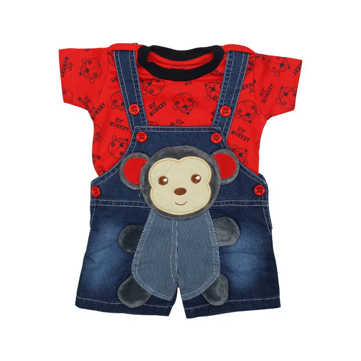 Mee Mee Short Sleeve Printed Tee Monkey Dungaree Set