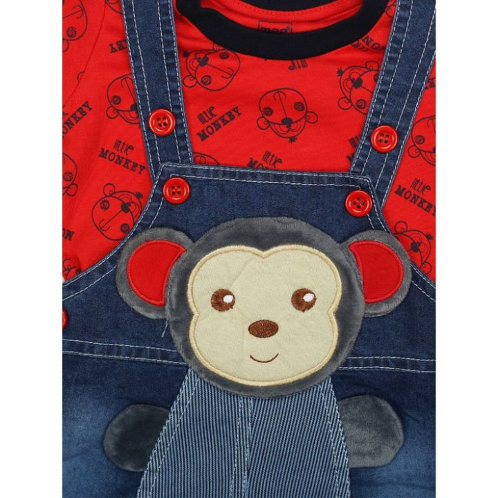 Mee Mee Short Sleeve Printed Tee Monkey Dungaree Set