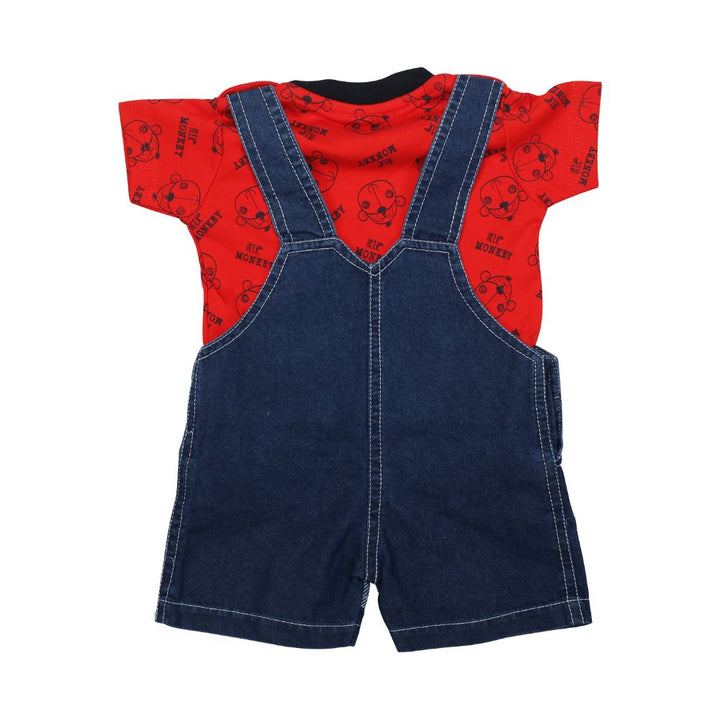 Mee Mee Short Sleeve Printed Tee Monkey Dungaree Set