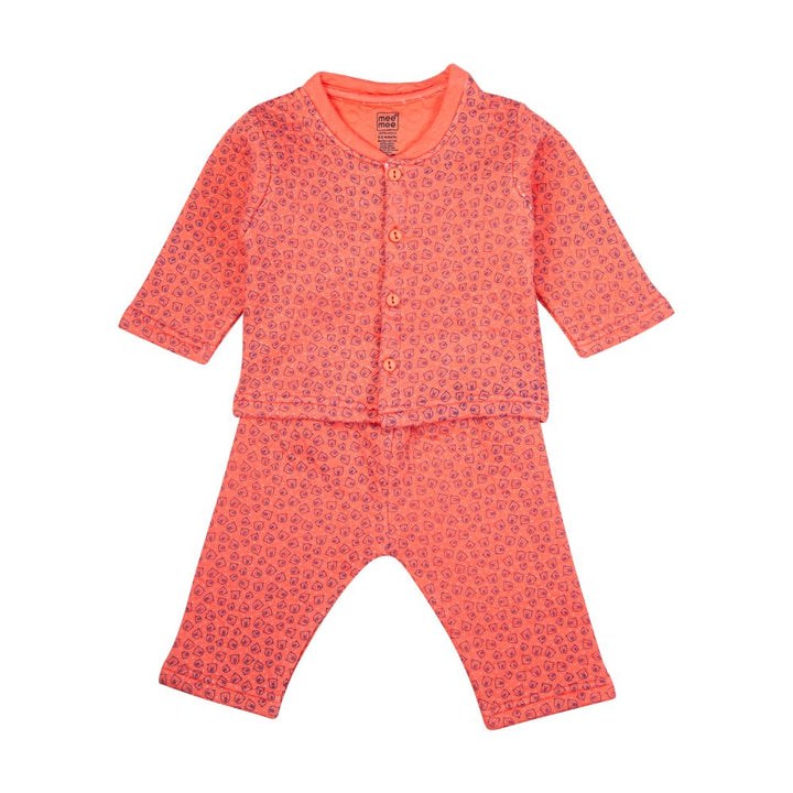 Mee Mee Full Sleeve Boys Polyfill Nightsuit - Peach