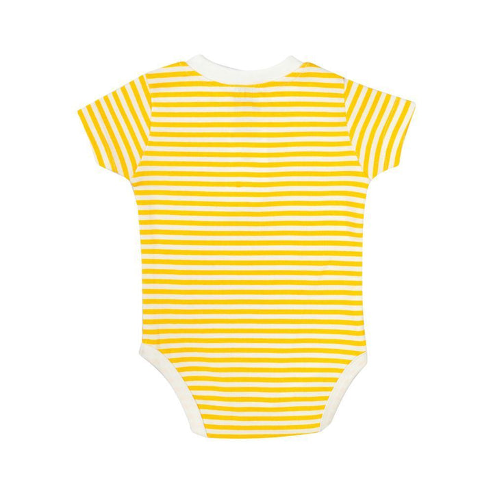 Mee Mee Kids Stripe & Solid Bodysuit Pack Of 2 - Yellow & Light Grey Melange