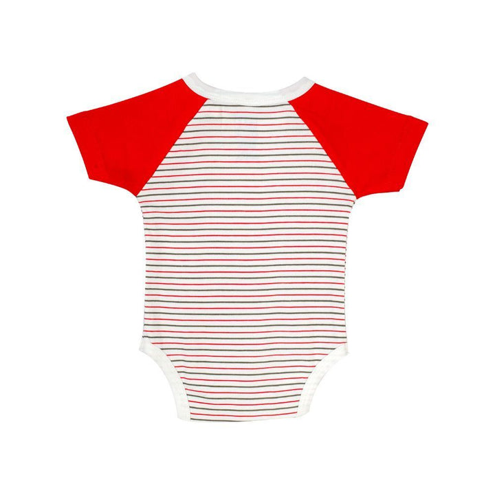 Mee Mee Kids Printed & Stripe Bodysuit Pack Of 2 - White & Red