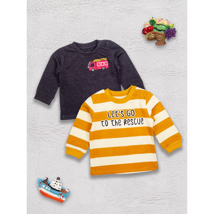 Mee Mee Boys Pack Of 2 T-shirt – Antra Melange & Mustard