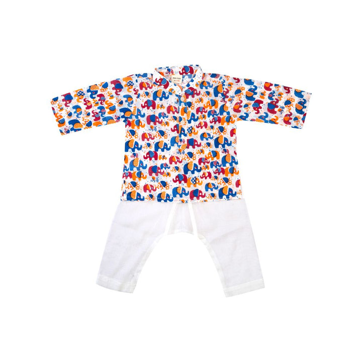 Mee Mee Boys Kurta Set - Off White Printed