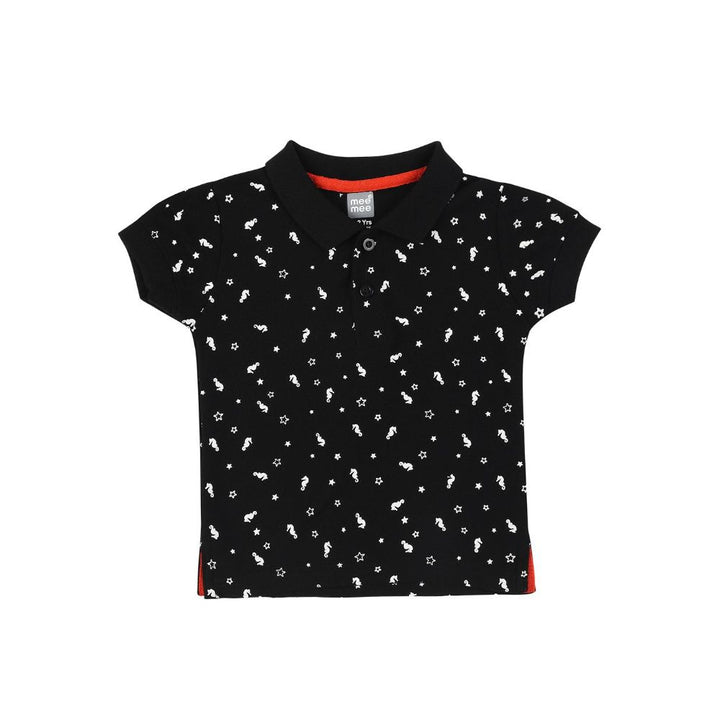 Meemee Boys Full Sleeves Printed Cotton T-Shirts In Black