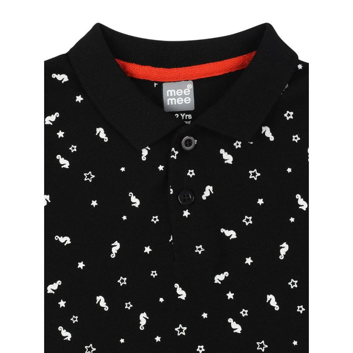 Meemee Boys Full Sleeves Printed Cotton T-Shirts In Black