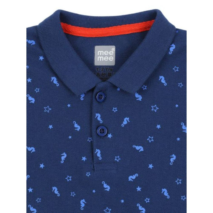 Meemee Boys Full Sleeves Printed Cotton T-Shirts In Navy