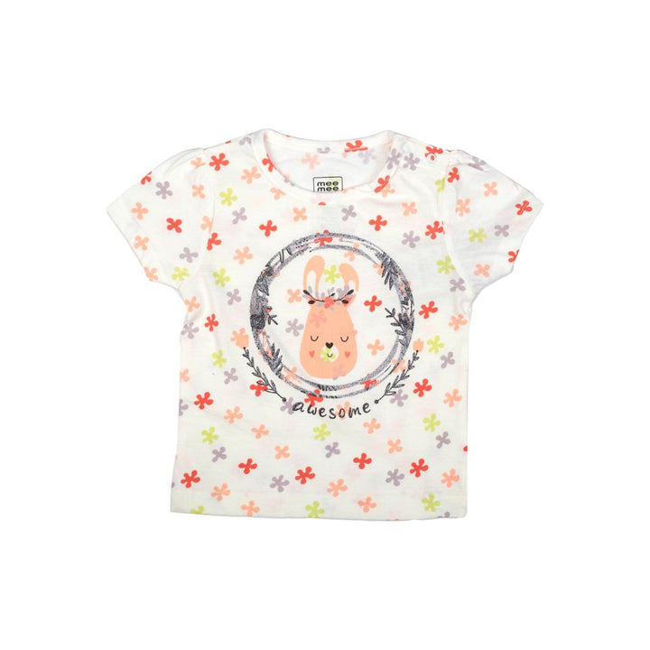 Mee Mee Kids Short Sleeve Flower Printed With Bunny Print Night Suit