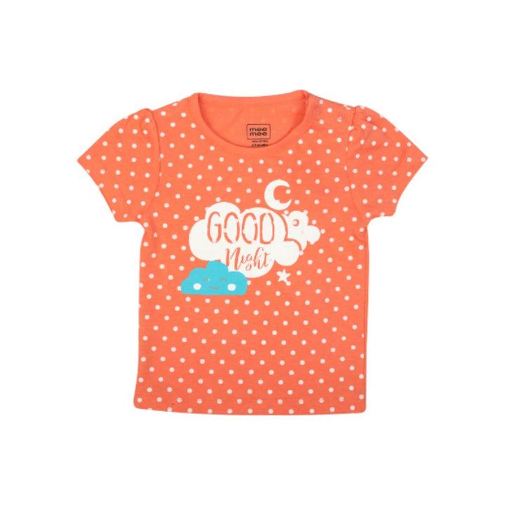 Mee Mee Kids Short Sleeve Polka Print With Clouds Night Suit