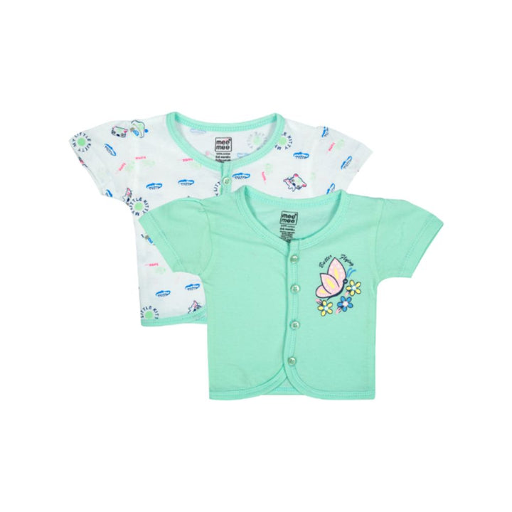 Mee Mee Short Sleeve Printed Jabla Pack of 2 - Mint, White