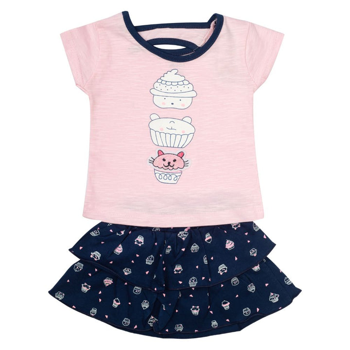 Mee Mee Girls Skirt set - Navy Baby Pink