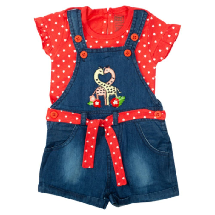 Mee Mee Girls Dungaree set -Pink