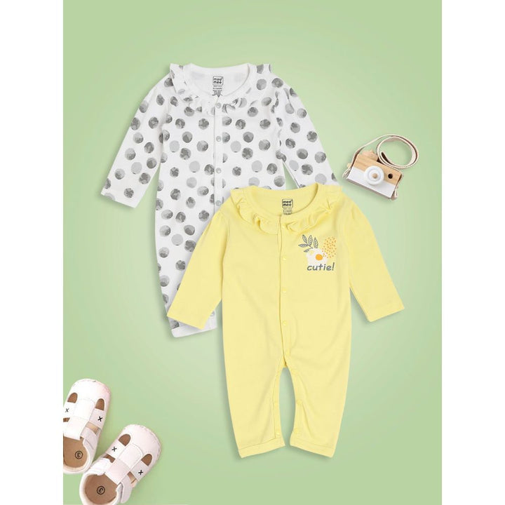 Mee Mee Kids Romper Pack of 2 - White & Yellow