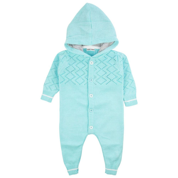 Mee Mee Full Sleeve Hooded Girls Romper (Light Blue)