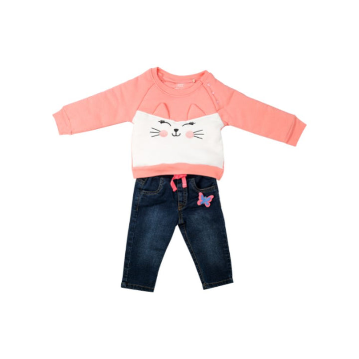 Mee Mee Girls Pant Set -Coral Mid Blue