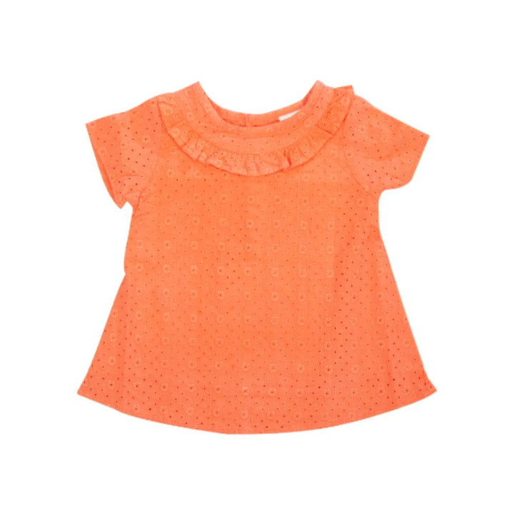 Mee Mee Kids Short Sleeve Chikan Frock Coral Pink