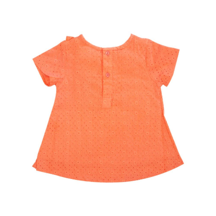 Mee Mee Kids Short Sleeve Chikan Frock Coral Pink