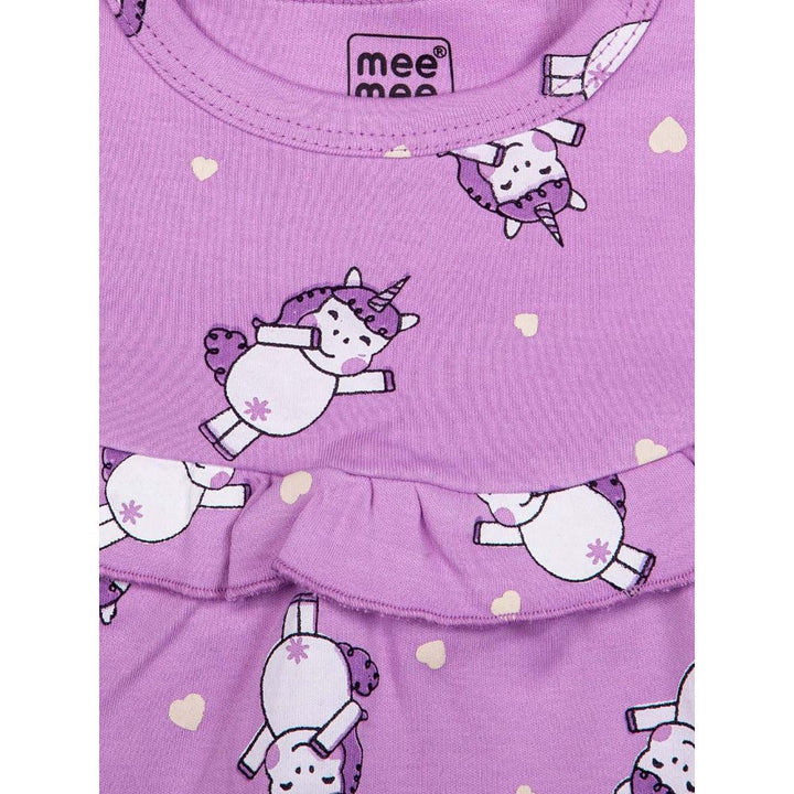 Mee Mee Girls Printed Frock Pack of 2 -Lilac & Off White