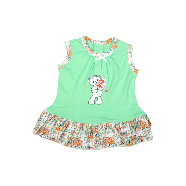 Mee Mee Girls Floral Sleeveless Frock With Bottom Frill