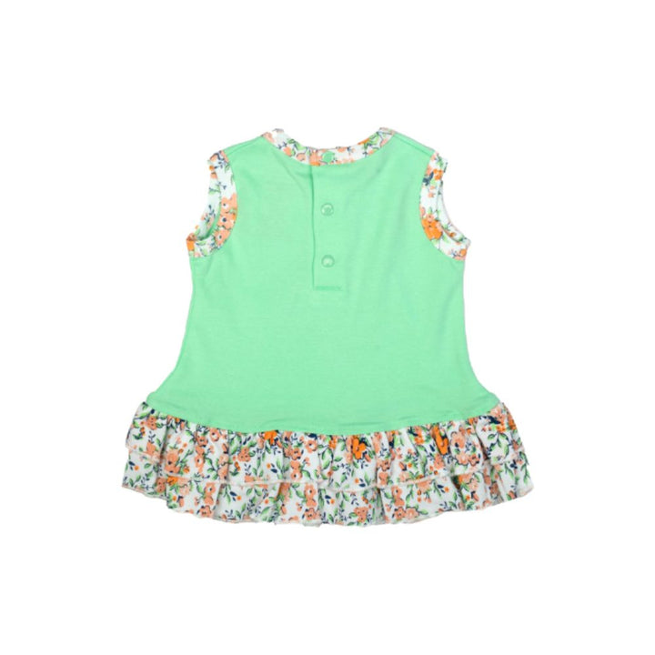 Mee Mee Girls Floral Sleeveless Frock With Bottom Frill