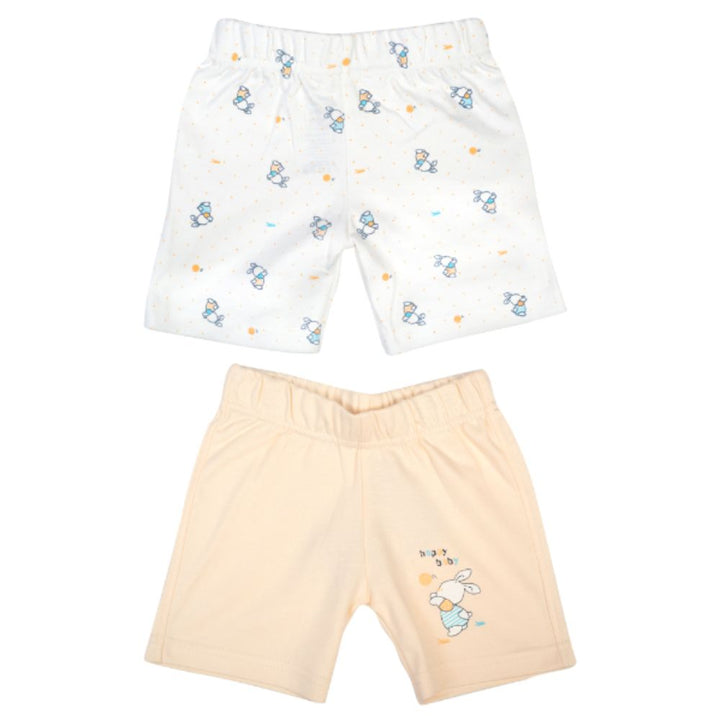 Mee Mee Baby White Peach Bunny Print Shorts - Pack Of 2