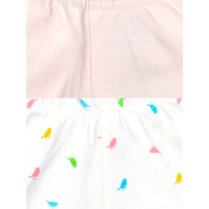 Mee Mee Baby White Pink Bird Print Shorts - Pack Of 2