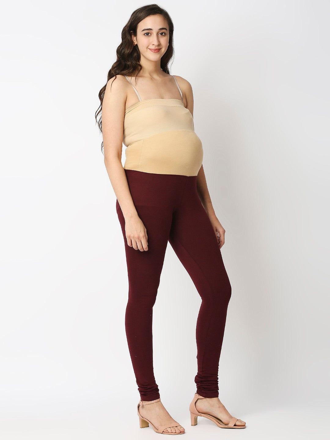 Buy Maternity Full Length Leggings Maroon Online in India Me n Moms