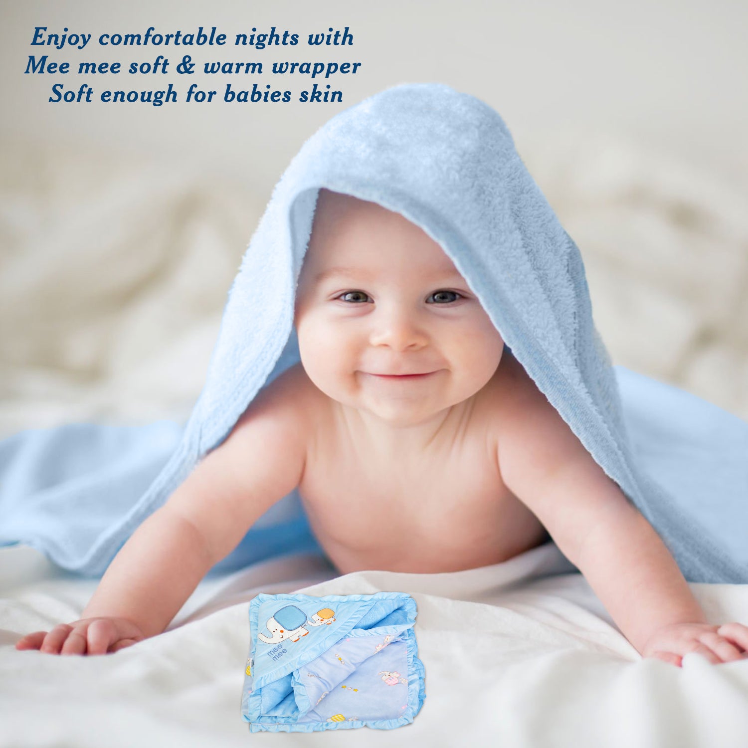 Buy Baby 3 in1 Wrapper with Hood Blue Online in India Me n Moms